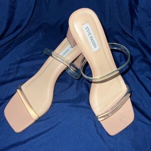 Steve Madden Beige and Clear Heeled Sandals Sz 10